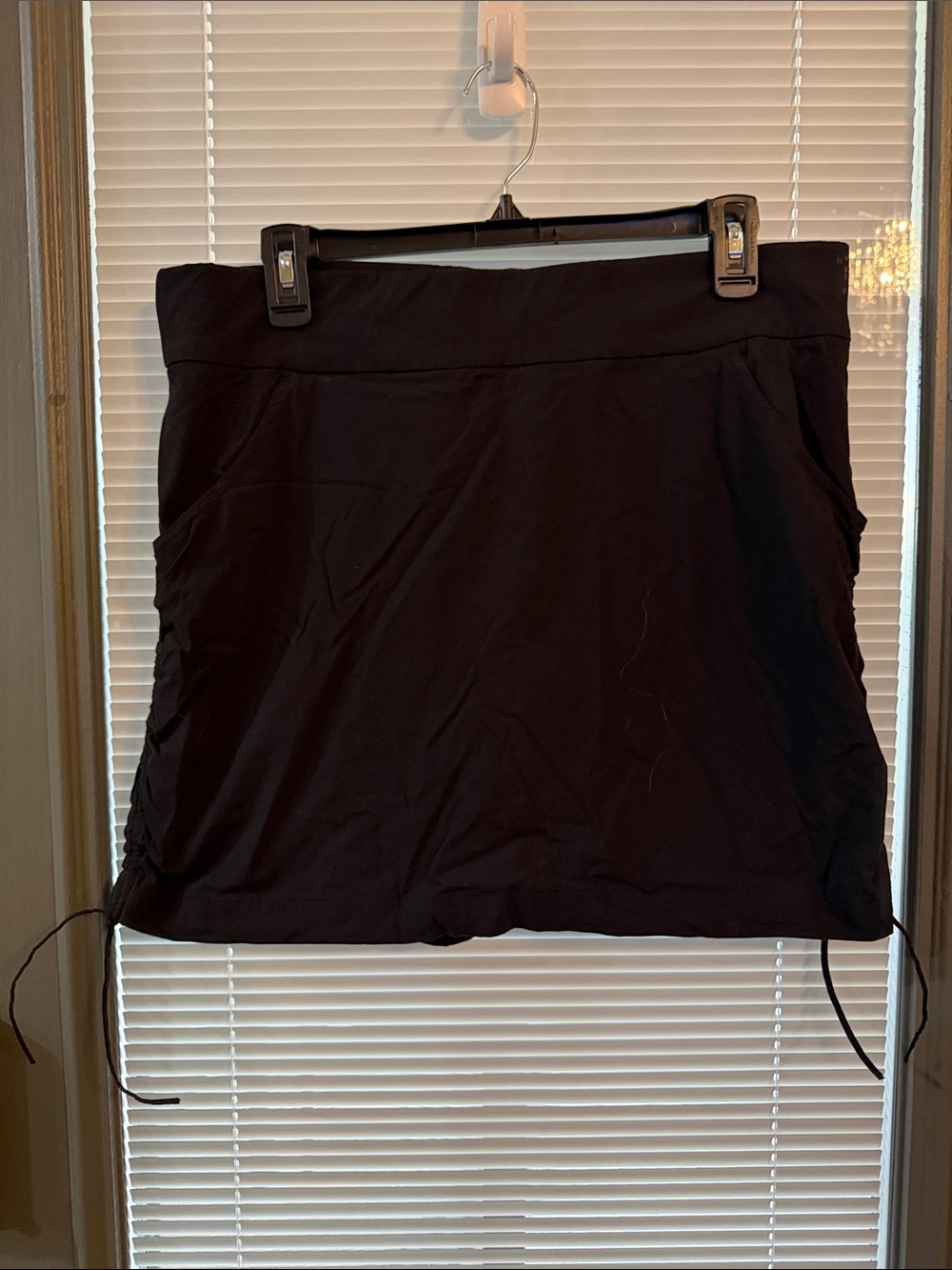 Women's Black Drawstring Side Mini Skirt